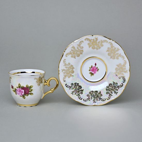 Šálek 110 ml a podšálek 120 mm espresso, Cecily, zlatý listr, Carlsbad