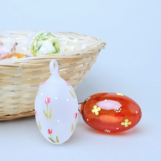 Závěsné velikonoční vajíčko - foukané, malované, 7 cm, (náhodný výběr dekoru)