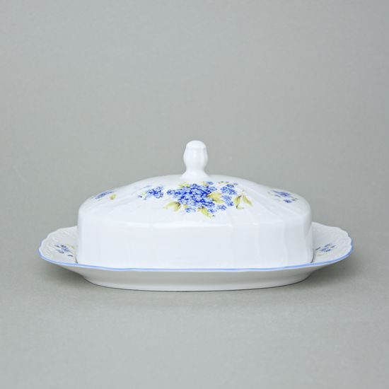 Butter dish 250 g, Thun 1794 Carlsbad porcelain, BERNADOTTE Forget-me-not-flower