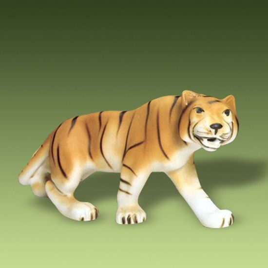 Tiger 17 x 6 x 8 cm, Porcelain Figures Duchcov