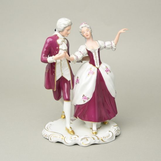 Taneční pár rokoko 16 x 13 x 23 cm, Purpur, Porcelánové figurky Duchcov (2.j.)