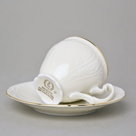 Šálek a podšálek kávový 150 ml / 14 cm, Thun 1794, karlovarský porcelán, BERNADOTTE ivory + zlato