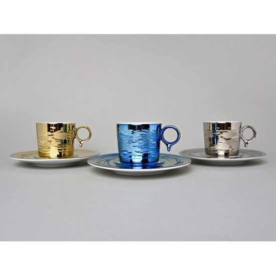 RESET, Cup and Saucer Espresso 100 ml, Titanium Blue, Český porcelán a.s.