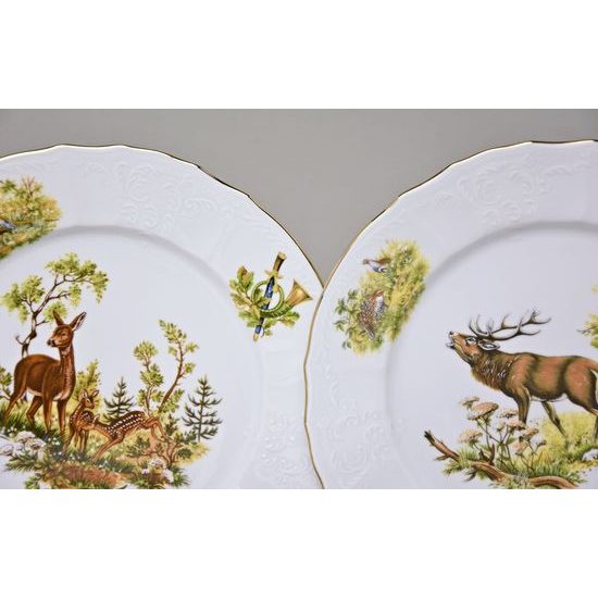 Plate dinner 25 cm set of 6 pcs., Thun 1794 Carlsbad porcelain, BERNADOTTE hunting