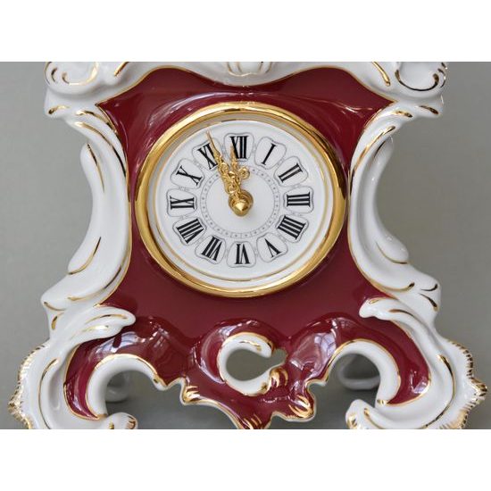 Clock Romance 20 x 9,5 x 29 cm, Purple, Porcelain Clocks Royal Dux Bohemia