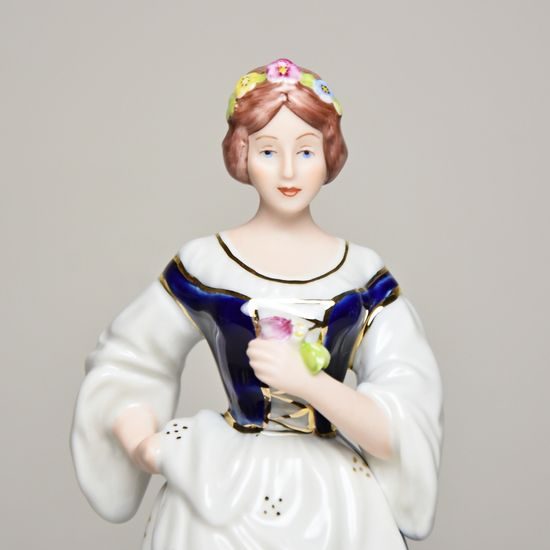 Lady with flower 7 x 8 x 19 cm, Porcelain Figures Duchcov