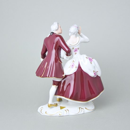 Pár rokoko 17,5 x 10,5 x 22 cm, purpur, Porcelánové figurky Duchcov