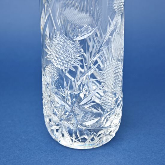 Crystal Hand Cut Vase - Thistle decor, 26,5 cm, Crystal Bohemia Poděbrady
