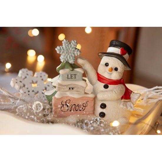 Snowman figurine Let it Snow 13 / 8.5 / 12cm, stoneware, Goebel