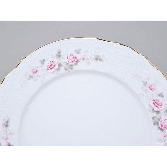 Gold line: Plate dining 25 cm, Thun 1794 Carlsbad porcelain, BERNADOTTE roses