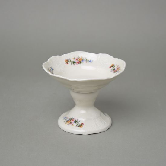 Bowl 13 cm footed, Thun 1794 Carlsbad porcelain, BERNADOTTE ivory + flowers