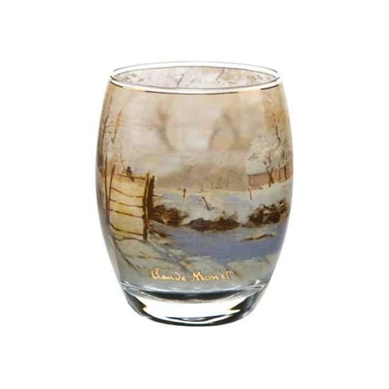 Tealight 10 cm Winter landscape, glass, C. Monet, Goebel Artis Orbis