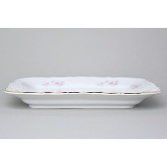 Gold line: Tray square 26 cm, Thun 1794 Carlsbad porcelain, BERNADOTTE roses