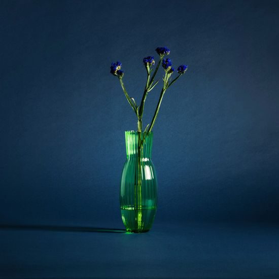 Křišťálová karafa / váza 1350 ml, Světle zelená - Tethys, Sklárna Květná 1794