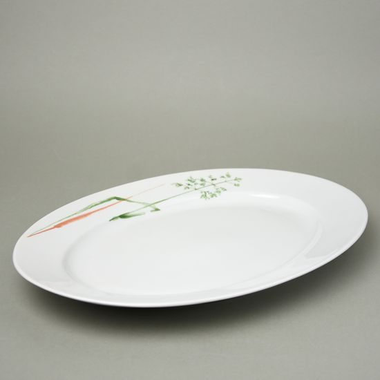 Dish oval 32 cm, Thun 1794, karlovarský porcelán, tráva