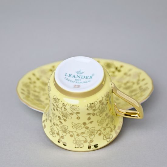 Šálek 80 ml a podšálek mokka Windsor, Žlutá, Leander 1907 Loučky