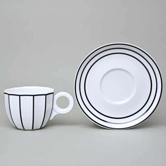 Cup and Saucer Šárka 160 ml, Black Line, Goldfinger porcelain