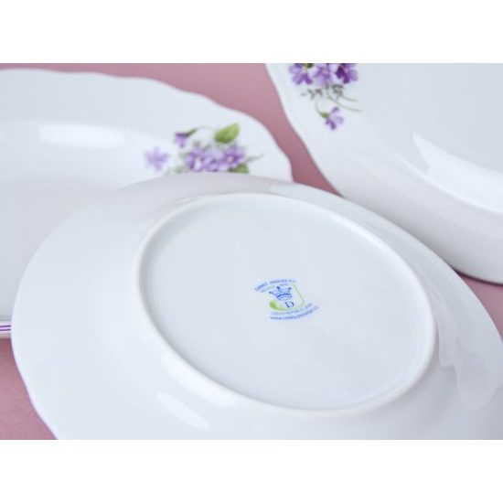 Talířová souprava pro 6 osob 26, 24, 19 cm, fialky, Český porcelán a.s.