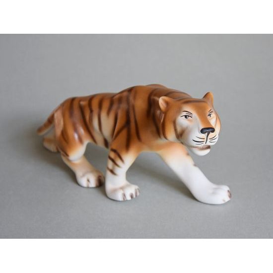Tiger, 36,5 x 8,5 x 16,5 cm, Pastel, Porcelain Figures Duchcov
