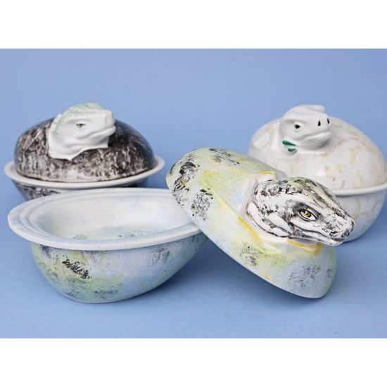 Originální dětská jídelní souprava DINO SET - ZDOBENÝ (náhodný výběr dekoru), porcelán Goldfinger