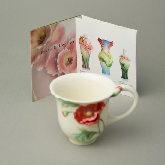 Sada šálku, podšálku a lžičky 12,4 x 9,5 x 7,9 cm, Vlčí mák, porcelán FRANZ