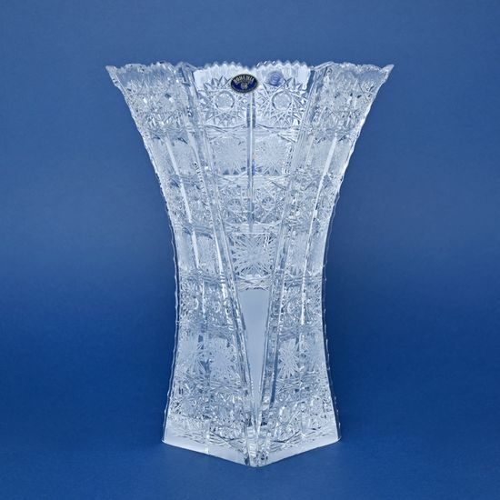 Křišťálová váza broušená, šestihran, 500PK, 275 mm, Crystal BOHEMIA