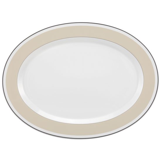 Platter oval 35 cm, No Limits 24943 Cream Lines, Seltmann Porcelain