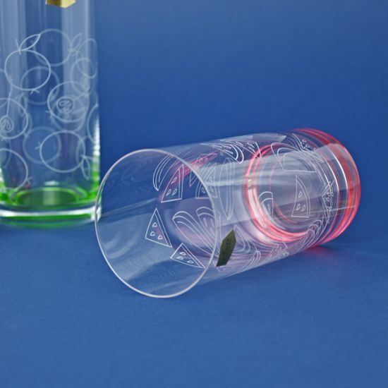 Barline 470 ml, sklenice vysoká na limonádu / vodu, 6 ks., barevné ovoce, Crystalex