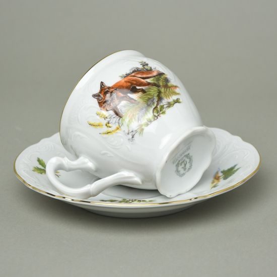 Cup + saucer coffee 220 ml / 15,5 cm, Thun 1794, karlovarský porcelán, BERNADOTTE hunting