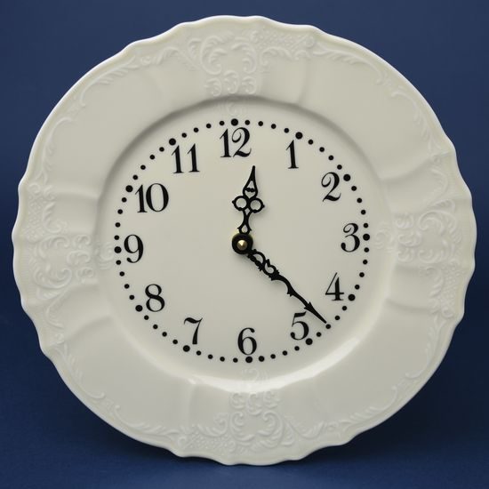 Wall clock 27 cm, Thun 1794, karlovarský porcelán, BERNADOTTE ivory