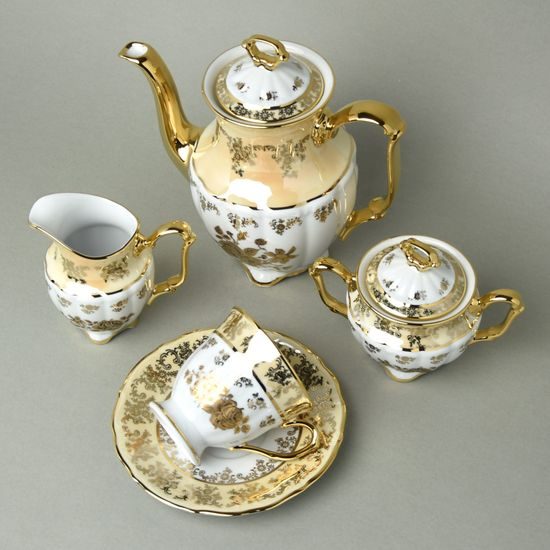 Cofe set for 6 pers., honey golden rose, Royal Czech porcelain