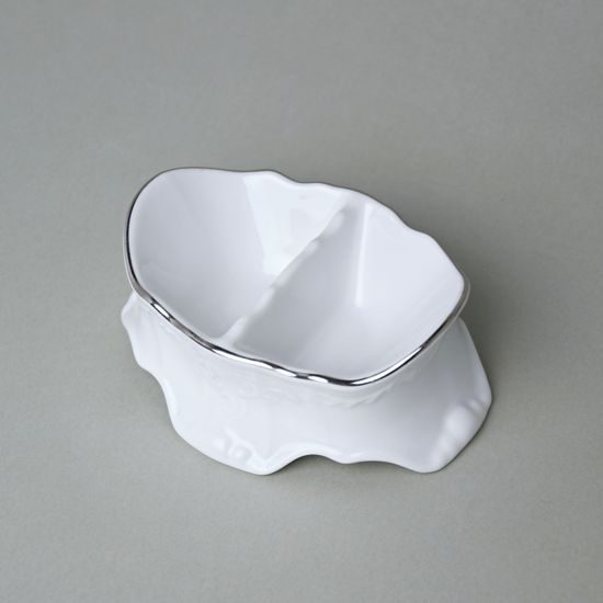 Dvojmistička sůl/pepř 13 x 5 cm, Thun 1794, karlovarský porcelán, BERNADOTTE platina
