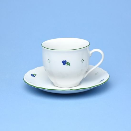 Cup 200 ml tall + saucer 15 cm, Verona blue flowers + green, G. Benedikt 1882