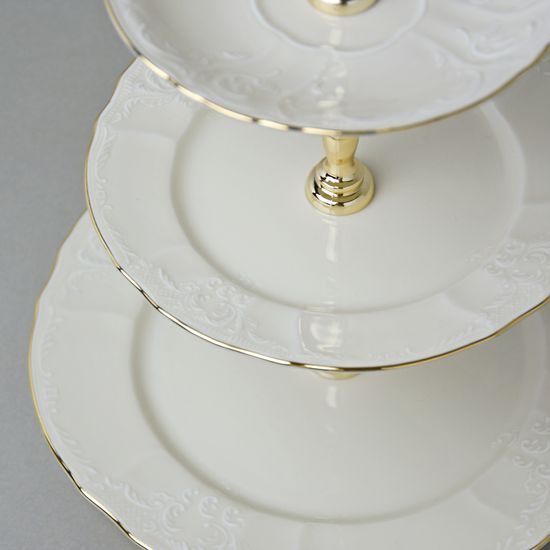 Etažer 3-díl. 34 cm, Thun 1794, karlovarský porcelán, BERNADOTTE ivory + zlato