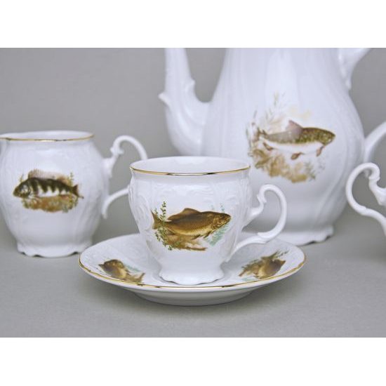 Coffee set for 6 pers., Thun 1794 Carlsbad porcelain, BERNADOTTE fishing