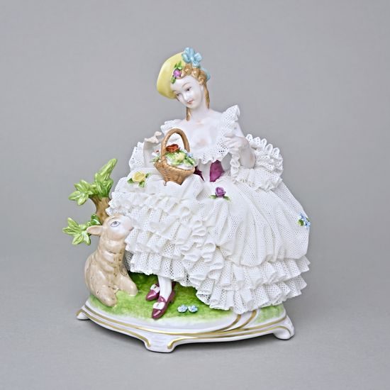 Flowergirl 14 x 8 x 17 cm, Kurt Steiner, Porcelain Figures Unterweissbacher