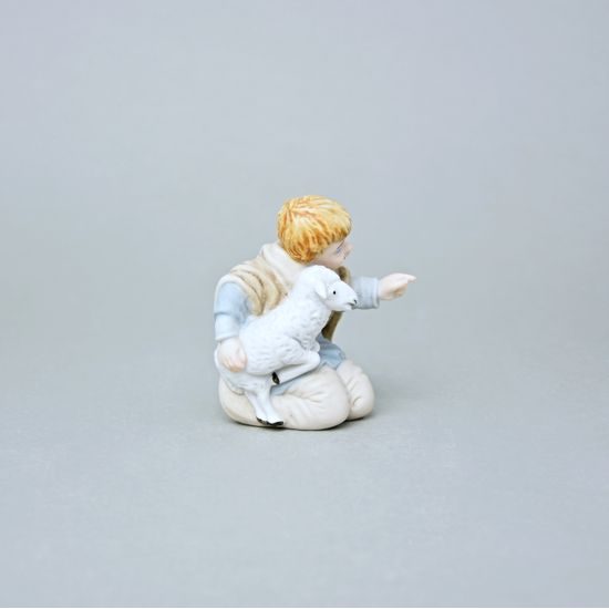 Chlapec s ovečkou, 6,2 x 5,5 x 7,2 cm, Biskvit + Saxe, Porcelánové figurky Duchcov