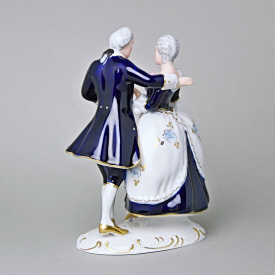 Pár rokoko 16 x 10,5 x 22 cm, Porcelánové figurky Duchcov