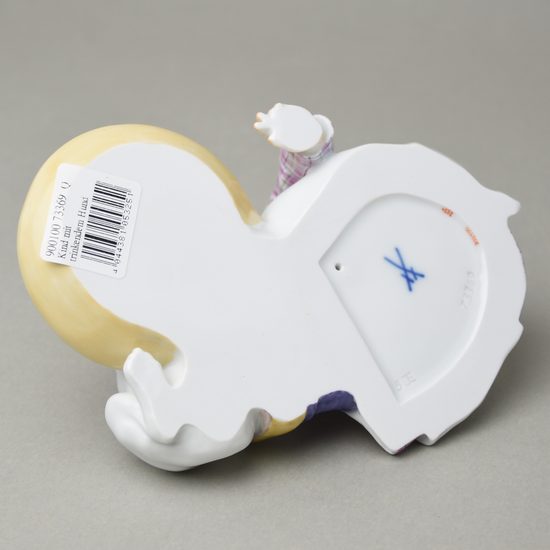 Dítě s pijícím pejskem 9 x 11 x 16 cm, figurky Míšeňský porcelán