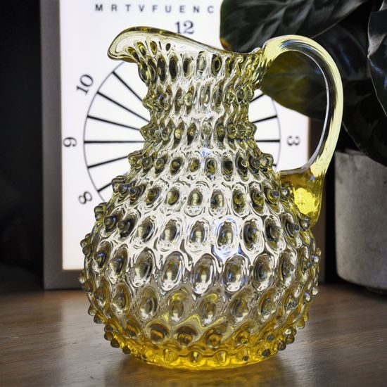 Crystal Jug 2000 ml, Citrín - Polka Dot, Kvetna 1794 Glassworks