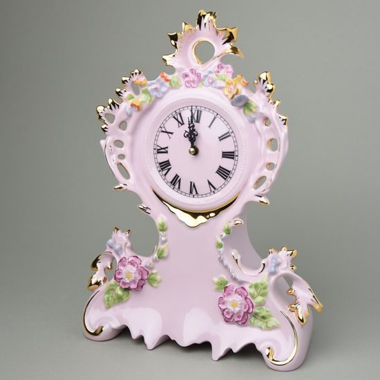 Large table clock 34 cm, Rose China Chodov