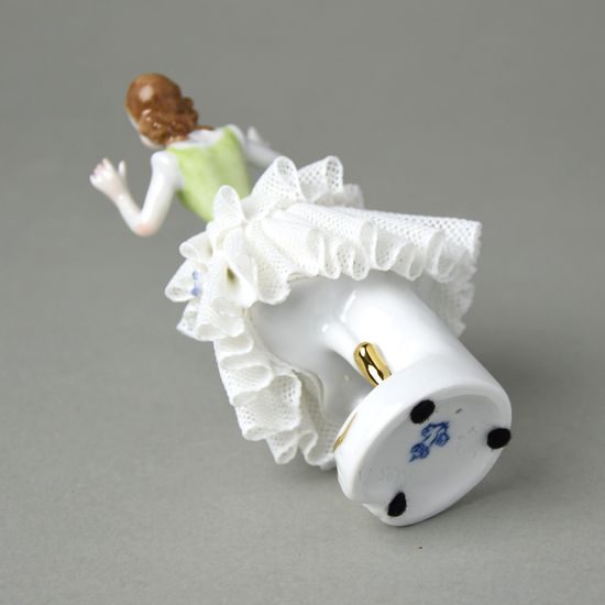 Tanečnice s krajkou (zelená - poškozená), Kurt Steiner, 12 x 8 x 6 cm, Porcelánové figurky Unterwissbacher