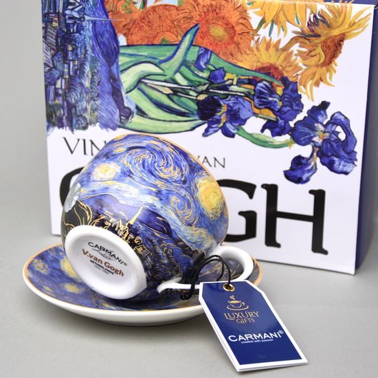 Šálek 250 ml + podšálek 140 mm, Vincent van Gogh, Hvězdná noc, porcelán Carmani