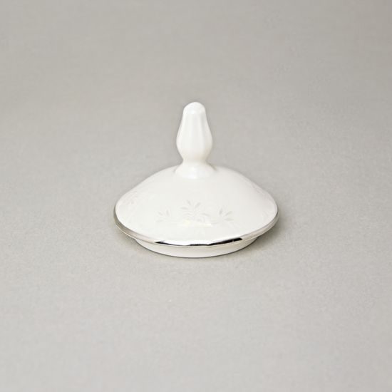 Víčko k cukřence 300 ml, Thun 1794, karlovarský porcelán, BERNADOTTE mráz IVORY, platinová linka