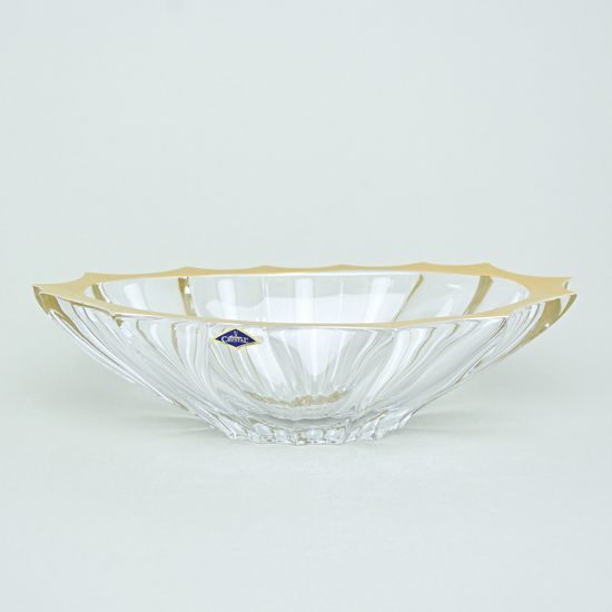 Crystal Bowl Plantica Jardiniera, Gold Rim, 365 mm, Aurum Crystal