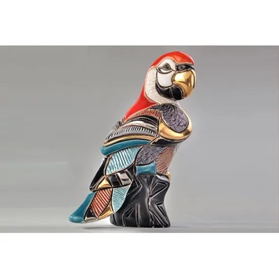 De Rosa - Red Ara Parrot, 8 x 6 x 12 cm, Ceramic figure, De Rosa Montevideo