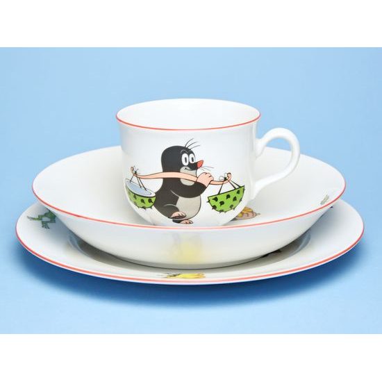 Children's set "Mole with car" 3 pcs, Thun 1794 Carlsbad porcelain