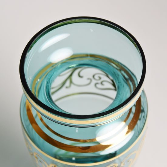 Egermann: Váza Akvamarín malovaná, v: 26,5 cm, Skleněné vázy Egermann