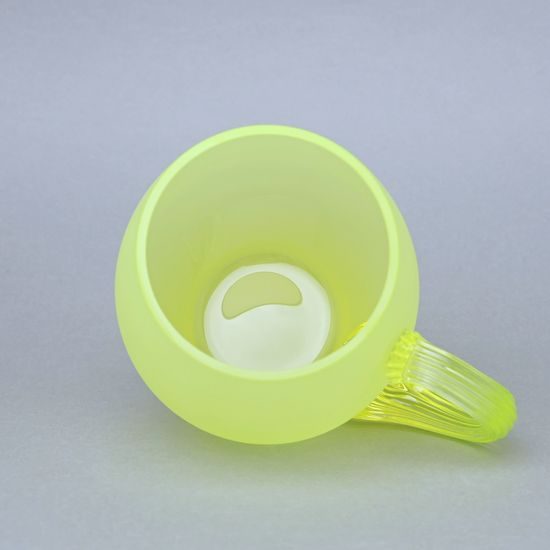 Sklenice hladká s uchem - matná (uranové sklo), 500 ml, Sklárna Janov