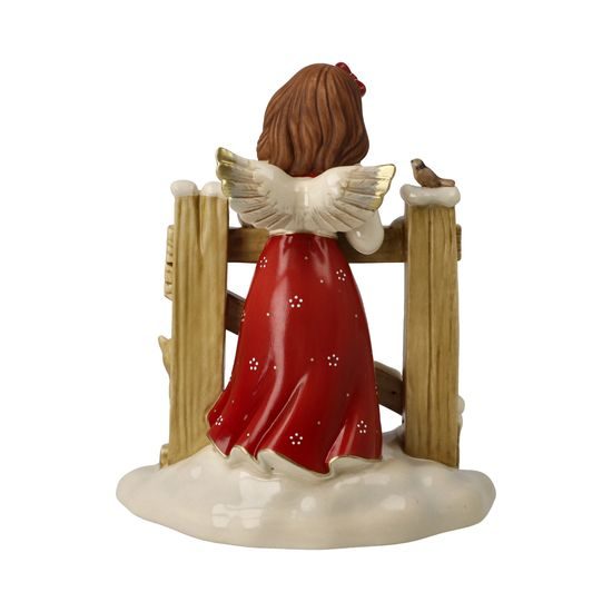 Andílek u zasněžené branky 14 / 8,5 / 17 cm, kamenina, Goebel